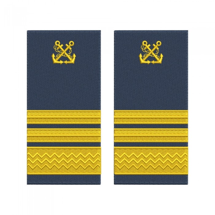 Grade Căpitan Specialist ANR – Epoleți Brodați Standardizați Grade căpitan specialist până la 6 ani experiență ANR – epoleți brodați cu fir auriu pe suport bleumarin