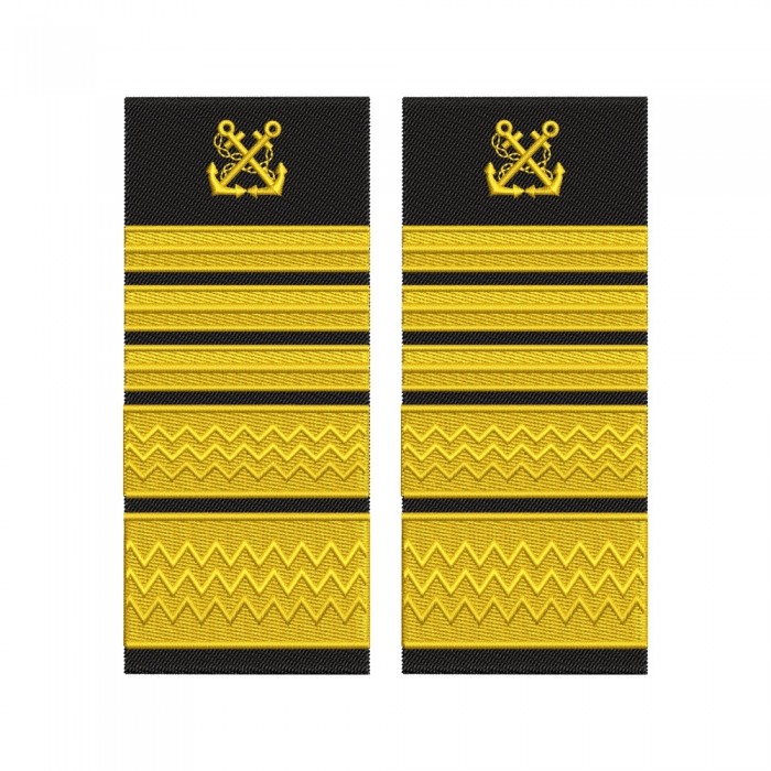 Grade brodate Director General ANR – Autoritate Navală Română – fir auriu metalic Grade Director General ANR brodate cu fir auriu metalic pe suport negru tercot – epoleți uniformă autoritate navală