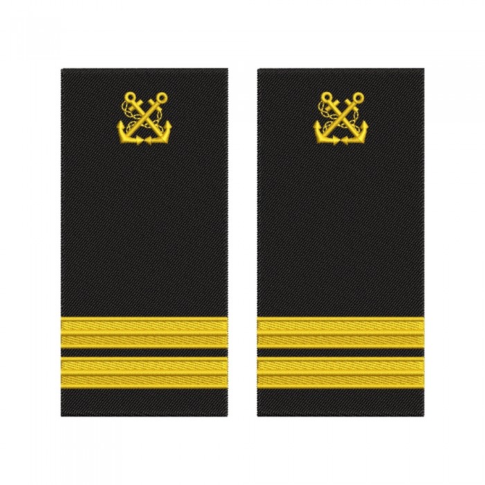 Grade Ofițer Port I ANR – Epoleți brodați cu fir auriu Grade Ofițer Port I ANR brodate cu fir auriu pe suport negru – epoleți uniformă maritimă