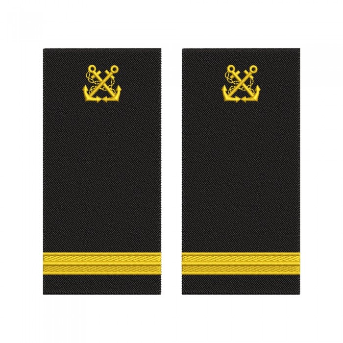 Grade Ofițer Port II ANR brodate cu fir auriu pe suport negru – epoleți uniformă maritimă