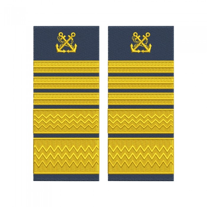 Grade brodate Director General ANR – Autoritate Navală Română – fir auriu metalic Grade Director General ANR brodate cu fir auriu metalic pe suport bleumarin– epoleți uniformă autoritate navală