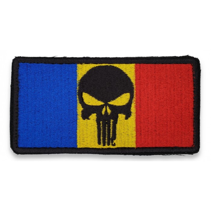 Ecuson Drapel cu craniu brodat Ecuson Drapel cu craniu brodat | Emblema Drapel Punisher RO