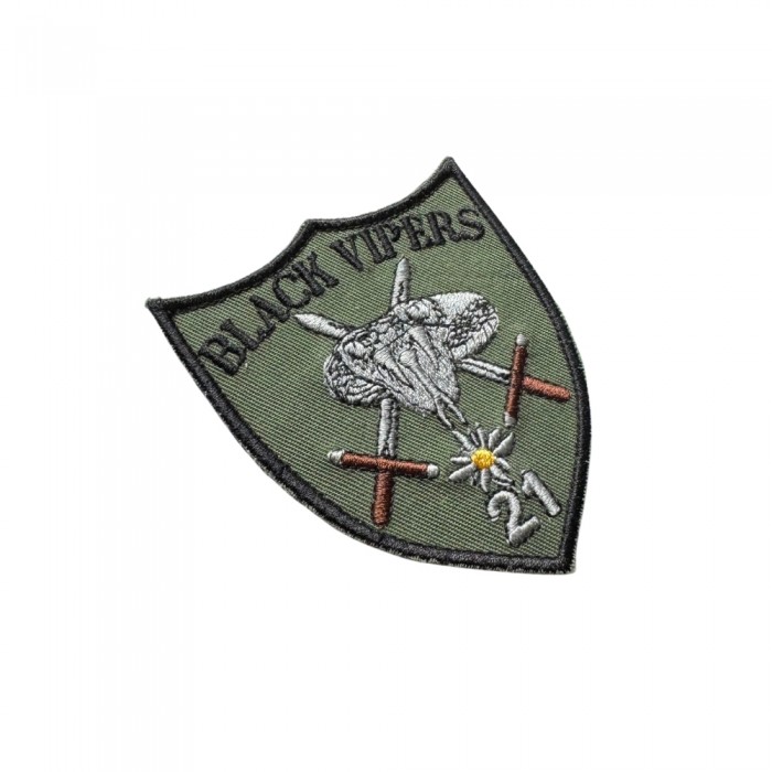 Patch brodat Black Vipers Batalionul 21 - insignă uniformă militară Emblema brodată Batalion 21 Black Vipers cu viperă și săbii încrucișate