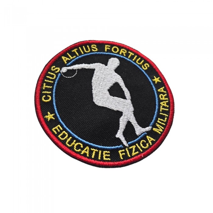 Emblema Brodată pentru Educație Fizică Militară – Model Oficial 2025 emblema brodată educație fizică militară citius altius fortius aplicație uniformă personal MAI