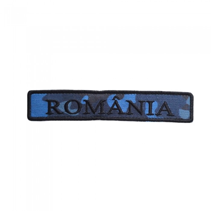 Ecuson brodat ROMANIA combat naval 13 x 2,5 cm cm pe fond camuflaj – dimensiune neoficială