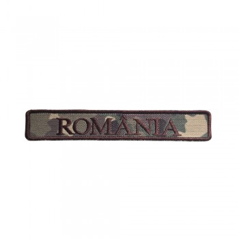 Ecuson "ROMÂNIA" forte terestre camuflaj 13,5 x 2,5 cm