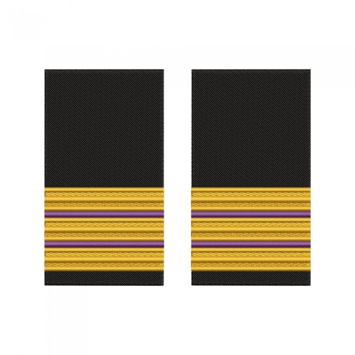 Grade brodate 2nd Engineer/ inginer clasa a II-a – marina comercial Grade brodate C2nd Engineer/ inginer clasa a II-a – Marina Comercială – pereche 100x55 mm, fir auriu brodat pe fond negru