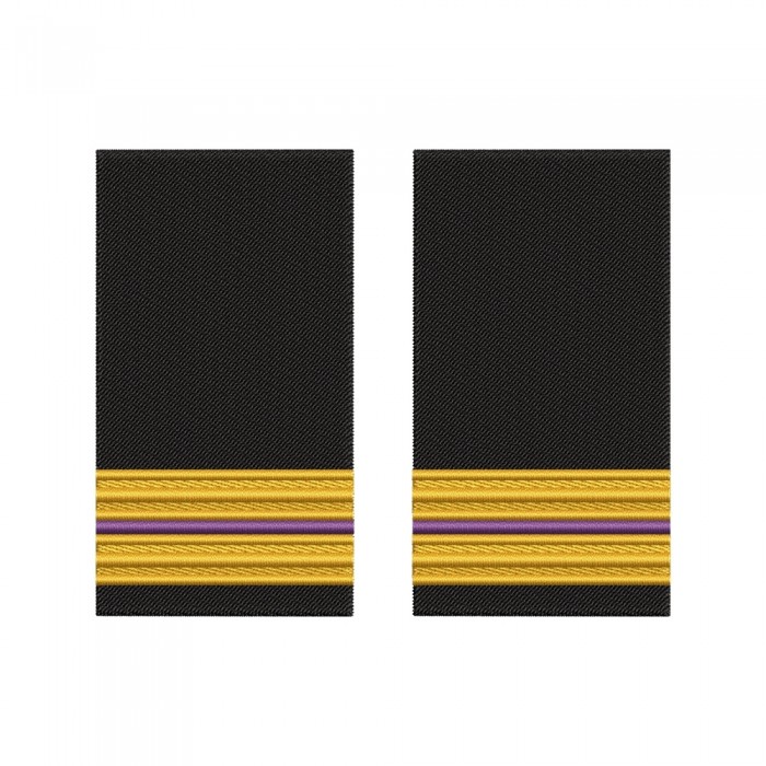 Grade brodate – marina comerciala - 3rd Engineer/ inginer clasa a III-a Grade brodate 3rd Engineer/ inginer clasa a III-a – Marina Comercială – pereche 100x55 mm, fir auriu brodat pe fond negru