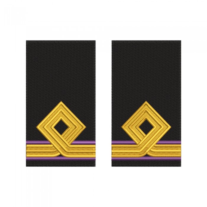 Grade brodate 4th Engineer/ inginer clasa a IV-a cu romb– Marina Comercială – pereche 100x55 mm, fir auriu brodat pe fond negru