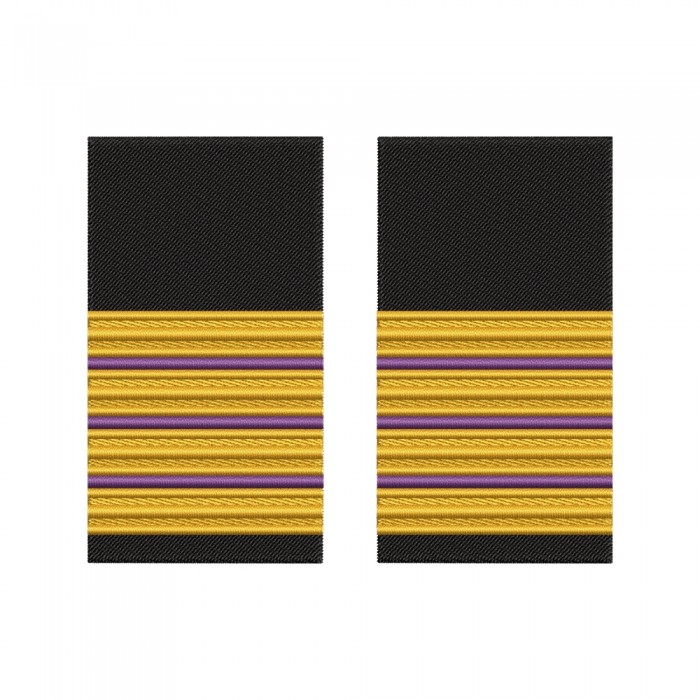 Grade brodate Chief Engineer – Marina Comercială – pereche 100x55 mm, fir auriu brodat pe fond negru