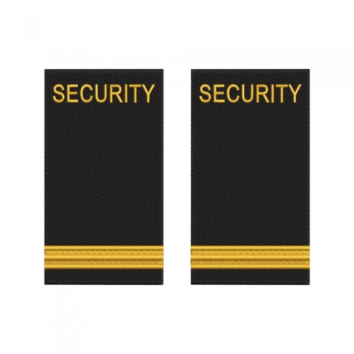 Grade brodate – marina comerciala - Security Officer Assistant– fir brodat galben pe suport negru Grade brodate – marina comerciala - Security Officer Assistant – galon fir auriu pentru uniformă marina comercială – epoleți brodați calitate premium