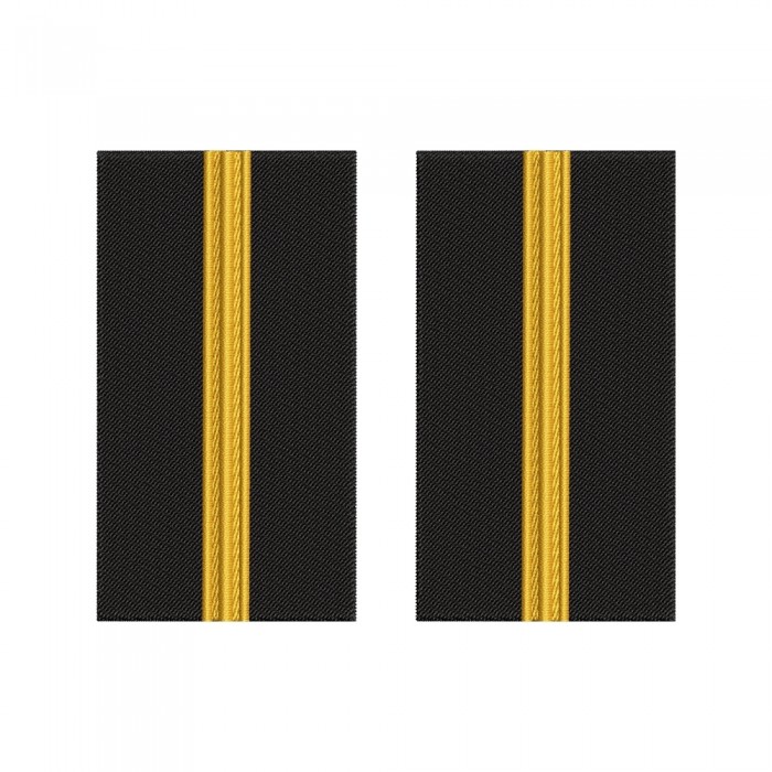 Epoleți Cadet Marina Comercială – Galon Auriu Brodat pe Tercot Negru Grade brodate cadet marina comercială cu galon auriu pe suport tercot negru – epoleți pereche