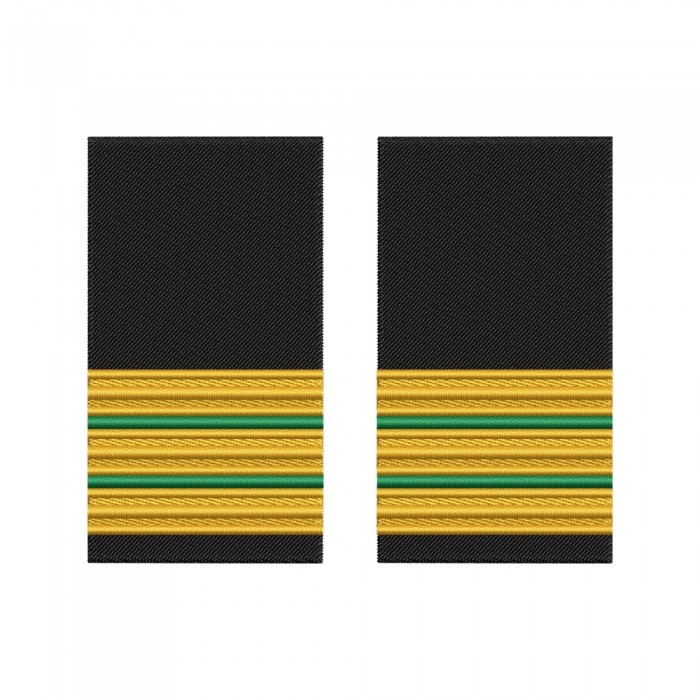 Grade brodate Electrician clasa a II-a – Marina Comercială – pereche 100x55 mm, fir auriu brodat pe fond negru