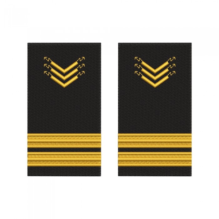 Grade brodate pentru electrician de bord 2 galon – galon auriu pe suport negru pentru marina comercială