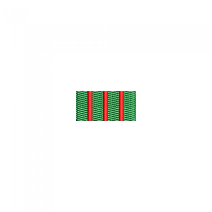 Bareta brodată interarme – simbol textil 2x1 cm pentru uniforma militară bareta brodată curs interarme MApN – 2x1 cm fundal verde cu trei dungi roșii