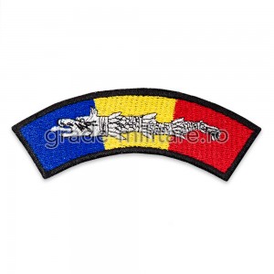 Ecuson Drapel semirotund cu lupul dacic Ecuson Drapel semirotund cu lupul dacic